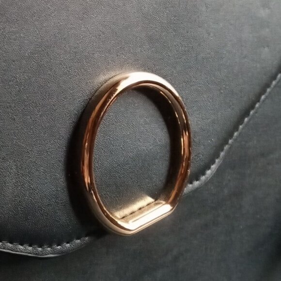 A NEW DAY Gold Details Faux Black Leather Magnetic Top Handle Crossbody Bag - Picture 5 of 16